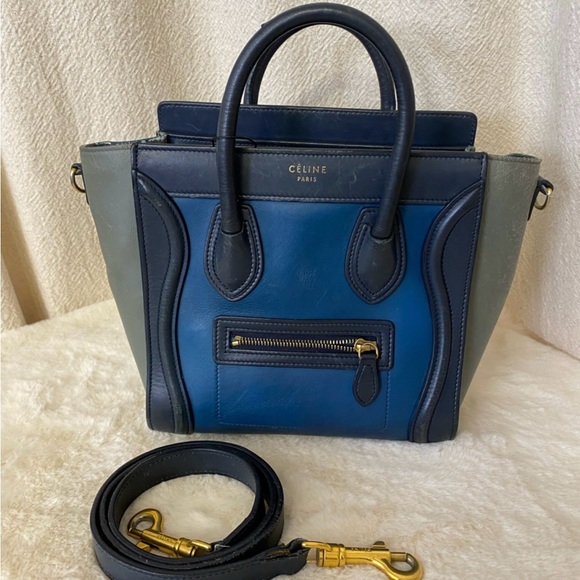 Celine Handbags - Celine Nano Tri-color Calfskin Leather Luggage